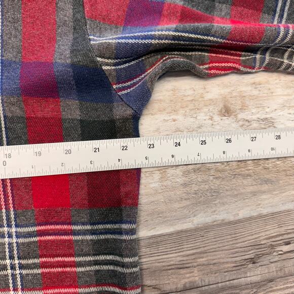 Vintage 90s Chaps Ralph Lauren Gray Tartan Plaid Mens Medium Long Sleeve‎ Polo - Picture 5 of 7
